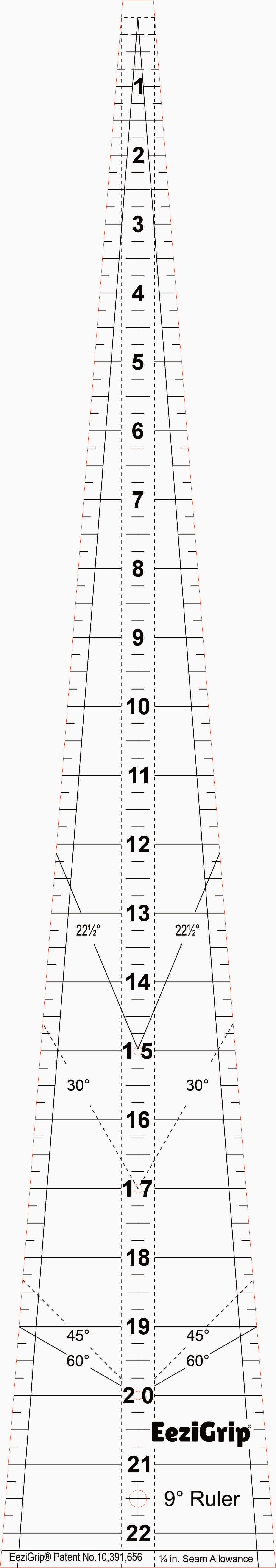 Wedge Ruler 9 Degree Petal 18" Long with EeziGrip