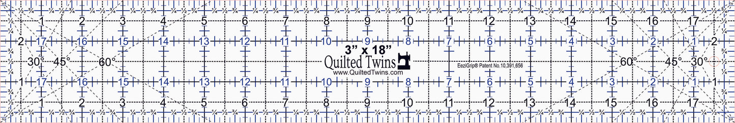 Quilted Twins - 3" x 18" 1/4" acrylic with EeziGrip