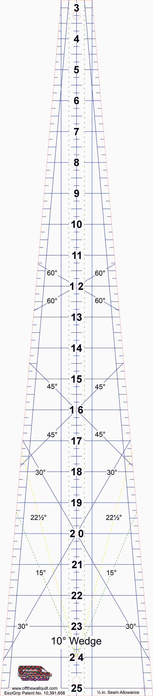 Wedge Ruler 10 Degree 25" Long with EeziGrip - Qty 14 - 1/2 Sheet