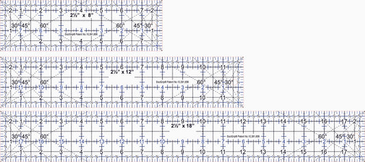 2 1/2" Set (8", 12" & 18" Rulers) with EeziGrip - Qty 18 - 1/2 Sheet