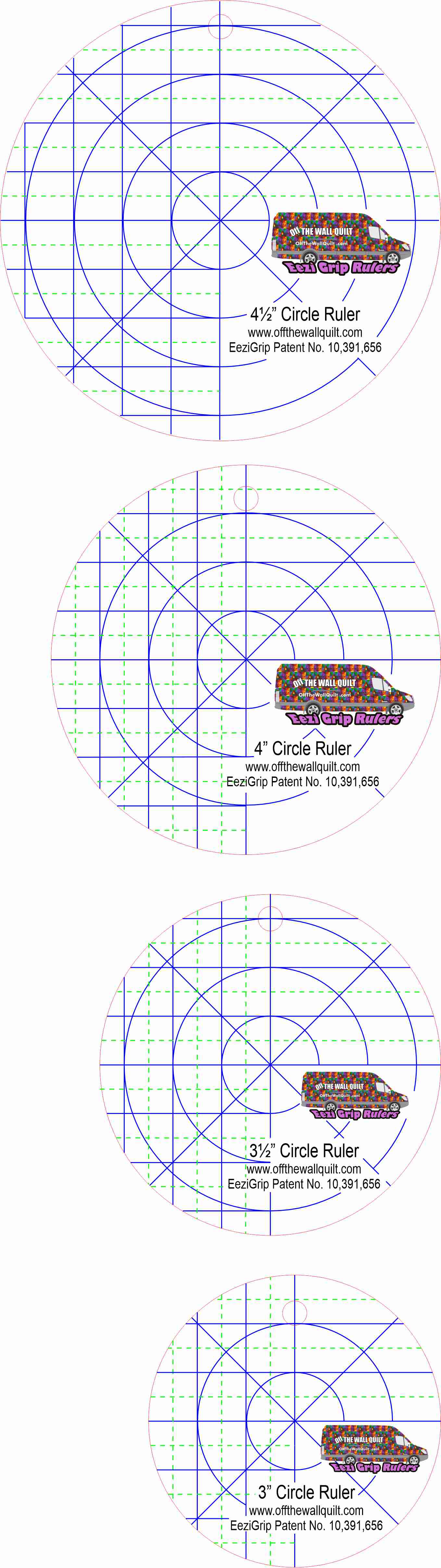 Circle Set (3", 3 1/2", 4" & 4 1/2") with EeziGrip