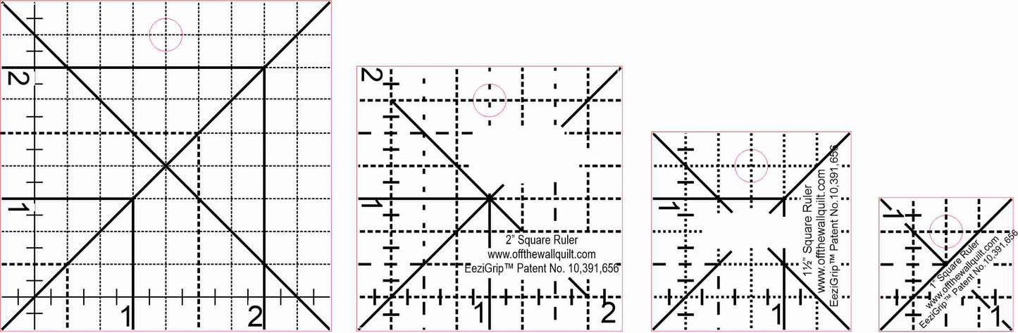 Square Ruler Set (1", 1 1/2", 2", and 2 1/2") with EeziGrip