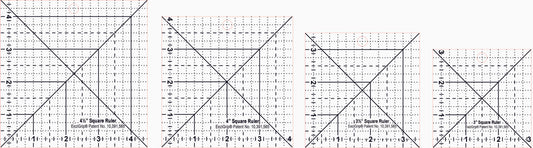 Square Ruler Set (3", 3 1/2", 4", 4 1/2") with EeziGrip - Qty 72 - 1 Sheet