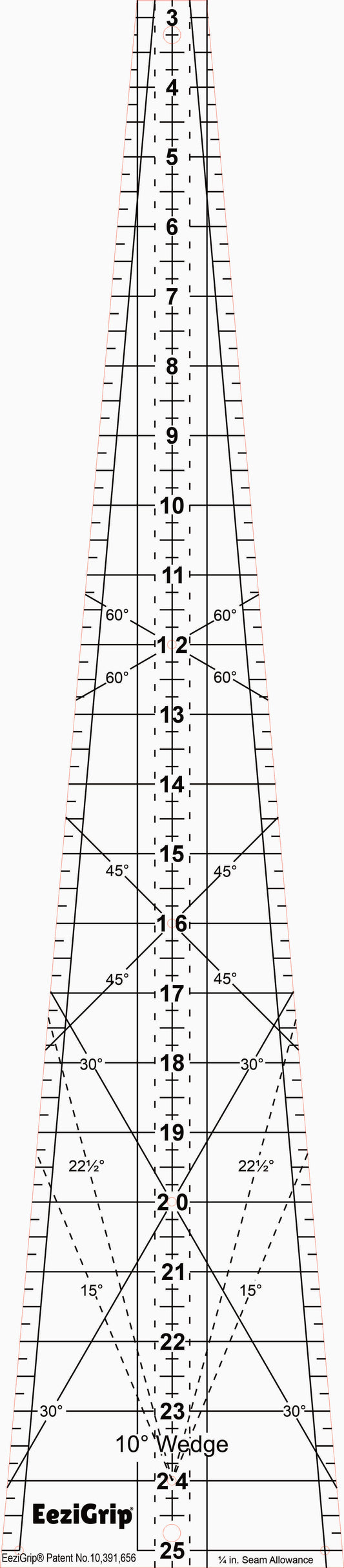 Wedge Ruler 10 Degree 25" Long with EeziGrip