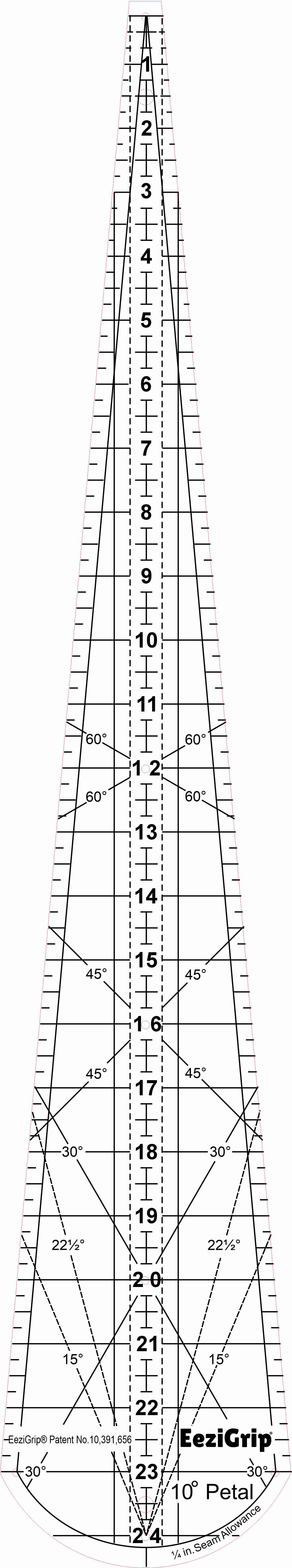 Wedge Ruler 10 Degree Petal 24" Long with EeziGrip