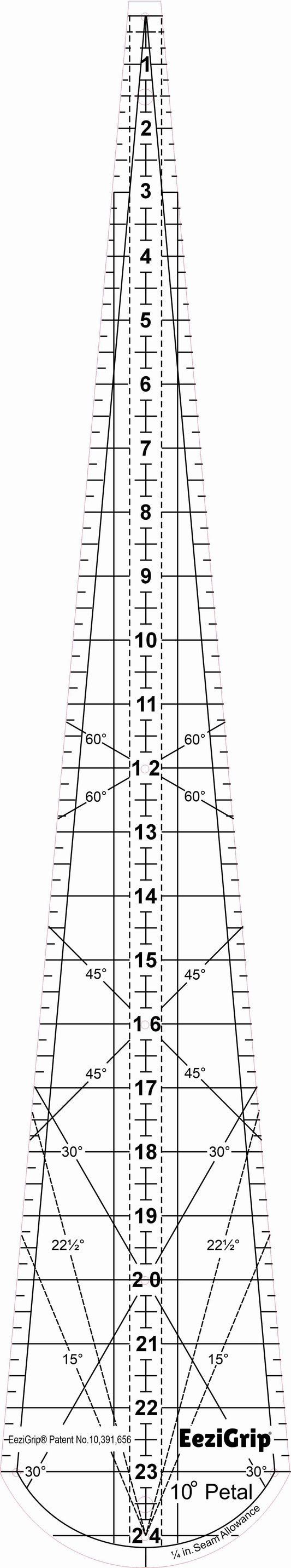 Wedge Ruler 10 Degree Petal 24" Long with EeziGrip