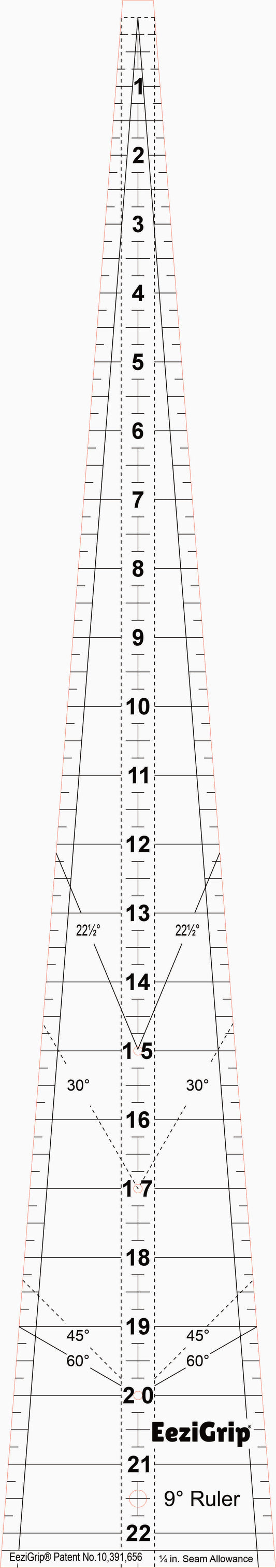 Wedge Ruler 9 Degree 22 1/2" Long with EeziGrip