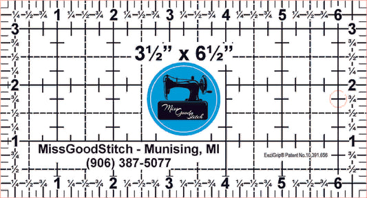 Miss Good Stitch - 3 1/2" x 6 1/2" Ruler with EeziGrip