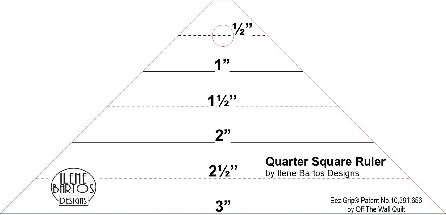 Ilene Bartos Designs - Quarter Square Ruler with EeziGrip
